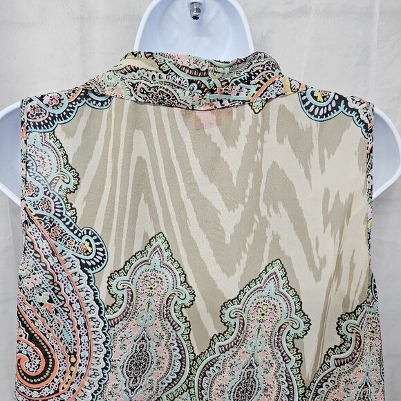 Sunny Leigh Blue Pink Paisley Animal Stripe Tank Boho Festival L - Picture 7 of 11